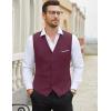 imageCOOFANDY Mens Suit Vest Slim Fit Business Formal Waistcoat Casual Dress VestWine Red