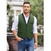 imageCOOFANDY Mens Suit Vest Slim Fit Formal Business Dress Vest Casual Wedding WaistcoatArmy Green