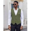 imageCOOFANDY Mens Suit Vest VNeck Casual Business Vests Lightweight Slim Fit Formal Dress Waistcoat for Wedding PartyArmy Green