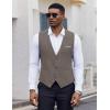 imageCOOFANDY Mens Suit Vest VNeck Casual Business Vests Lightweight Slim Fit Formal Dress Waistcoat for Wedding PartyDeep Grey