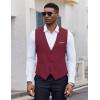 imageCOOFANDY Mens Suit Vest VNeck Casual Business Vests Lightweight Slim Fit Formal Dress Waistcoat for Wedding PartyWine Red