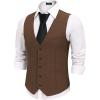 imageCOOFANDY Mens Business Suit Vests Slim Fit Formal Dress Waistcoat Groomsman Vest For WeddingBrown