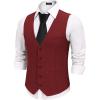 imageCOOFANDY Mens Business Suit Vests Slim Fit Formal Dress Waistcoat Groomsman Vest For WeddingWine Red