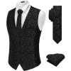 imageCOOFANDY Mens Christmas Vest Tie Set 3PC Paisley Jacquard Waistcoat and Necktie Pocket Square for Holiday Party WeddingBlack Paisley