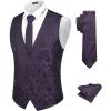 imageCOOFANDY Mens Christmas Vest Tie Set 3PC Paisley Jacquard Waistcoat and Necktie Pocket Square for Holiday Party WeddingPurple
