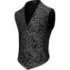 imageCOOFANDY Mens Paisley Tuxedo Vest Victorian Steampunk Gothic Suit Vest Slim Fit VNeck WaistcoatSilver