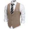 imageCOOFANDY Mens Suit Vest VNeck Casual Business Vests Lightweight Slim Fit Formal Dress Waistcoat for Wedding PartyKhaki