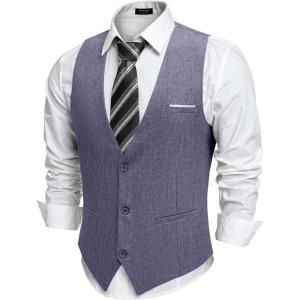 imageCOOFANDY Mens Suit Vest VNeck Casual Business Vests Lightweight Slim Fit Formal Dress Waistcoat for Wedding PartyBlue