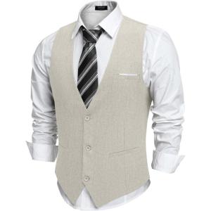 imageCOOFANDY Mens Suit Vest VNeck Casual Business Vests Lightweight Slim Fit Formal Dress Waistcoat for Wedding PartyLight Grey
