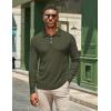 imageCOOFANDY Mens Casual Polo Shirts Long Sleeve Textured Knit Tee Shirt Wrok TshirtsArmy Green
