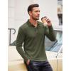 imageCOOFANDY Mens Casual Polo Shirts Long Sleeve Textured Knit Tee Shirt Wrok TshirtsArmy Green