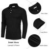 imageCOOFANDY Mens Casual Polo Shirts Long Sleeve Textured Knit Tee Shirt Wrok TshirtsBlack