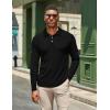 imageCOOFANDY Mens Casual Polo Shirts Long Sleeve Textured Knit Tee Shirt Wrok TshirtsBlack
