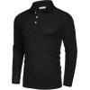 imageCOOFANDY Mens Casual Polo Shirts Long Sleeve Textured Knit Tee Shirt Wrok TshirtsBlack
