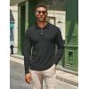 imageCOOFANDY Mens Casual Polo Shirts Long Sleeve Textured Knit Tee Shirt Wrok TshirtsCharcoal Grey
