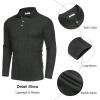 imageCOOFANDY Mens Casual Polo Shirts Long Sleeve Textured Knit Tee Shirt Wrok TshirtsCharcoal Grey