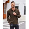 imageCOOFANDY Mens Casual Polo Shirts Long Sleeve Textured Knit Tee Shirt Wrok TshirtsCoffee