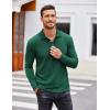 imageCOOFANDY Mens Casual Polo Shirts Long Sleeve Textured Knit Tee Shirt Wrok TshirtsDark Green