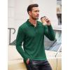 imageCOOFANDY Mens Casual Polo Shirts Long Sleeve Textured Knit Tee Shirt Wrok TshirtsDark Green