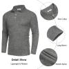 imageCOOFANDY Mens Casual Polo Shirts Long Sleeve Textured Knit Tee Shirt Wrok TshirtsDark Grey