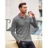 imageCOOFANDY Mens Casual Polo Shirts Long Sleeve Textured Knit Tee Shirt Wrok TshirtsDark Grey