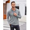 imageCOOFANDY Mens Casual Polo Shirts Long Sleeve Textured Knit Tee Shirt Wrok TshirtsGrey