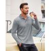 imageCOOFANDY Mens Casual Polo Shirts Long Sleeve Textured Knit Tee Shirt Wrok TshirtsGrey