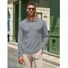 imageCOOFANDY Mens Casual Polo Shirts Long Sleeve Textured Knit Tee Shirt Wrok TshirtsGrey