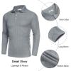 imageCOOFANDY Mens Casual Polo Shirts Long Sleeve Textured Knit Tee Shirt Wrok TshirtsGrey