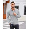 imageCOOFANDY Mens Casual Polo Shirts Long Sleeve Textured Knit Tee Shirt Wrok TshirtsLight Grey