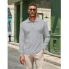 imageCOOFANDY Mens Casual Polo Shirts Long Sleeve Textured Knit Tee Shirt Wrok TshirtsLight Grey