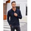 imageCOOFANDY Mens Casual Polo Shirts Long Sleeve Textured Knit Tee Shirt Wrok TshirtsNavy Blue