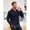 imageCOOFANDY Mens Casual Polo Shirts Long Sleeve Textured Knit Tee Shirt Wrok TshirtsNavy Blue