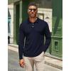 imageCOOFANDY Mens Casual Polo Shirts Long Sleeve Textured Knit Tee Shirt Wrok TshirtsNavy Blue