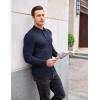 imageCOOFANDY Mens Casual Polo Shirts Long Sleeve Textured Knit Tee Shirt Wrok TshirtsNavy Blue