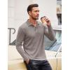 imageCOOFANDY Mens Casual Polo Shirts Long Sleeve Textured Knit Tee Shirt Wrok TshirtsTan