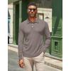 imageCOOFANDY Mens Casual Polo Shirts Long Sleeve Textured Knit Tee Shirt Wrok TshirtsTan