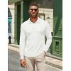 imageCOOFANDY Mens Casual Polo Shirts Long Sleeve Textured Knit Tee Shirt Wrok TshirtsWhite