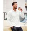 imageCOOFANDY Mens Casual Polo Shirts Long Sleeve Textured Knit Tee Shirt Wrok TshirtsWhite