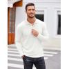 imageCOOFANDY Mens Casual Polo Shirts Long Sleeve Textured Knit Tee Shirt Wrok TshirtsWhite