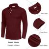 imageCOOFANDY Mens Casual Polo Shirts Long Sleeve Textured Knit Tee Shirt Wrok TshirtsWine Red