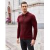 imageCOOFANDY Mens Casual Polo Shirts Long Sleeve Textured Knit Tee Shirt Wrok TshirtsWine Red