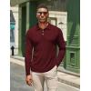 imageCOOFANDY Mens Casual Polo Shirts Long Sleeve Textured Knit Tee Shirt Wrok TshirtsWine Red