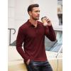 imageCOOFANDY Mens Casual Polo Shirts Long Sleeve Textured Knit Tee Shirt Wrok TshirtsWine Red