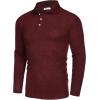 imageCOOFANDY Mens Casual Polo Shirts Long Sleeve Textured Knit Tee Shirt Wrok TshirtsWine Red