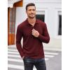 imageCOOFANDY Mens Casual Polo Shirts Long Sleeve Textured Knit Tee Shirt Wrok TshirtsWine Red