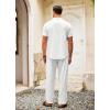 imageCOOFANDY Mens 2 Pieces Cotton Linen Set Casual Short Sleeve Henley Shirts Beach Yoga Pants Summer OutfitsAll White