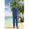imageCOOFANDY Mens 2 Pieces Cotton Linen Set Casual Short Sleeve Henley Shirts Beach Yoga Pants Summer OutfitsLight Navy