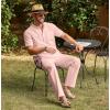 imageCOOFANDY Mens 2 Pieces Cotton Linen Set Casual Short Sleeve Henley Shirts Beach Yoga Pants Summer OutfitsPink