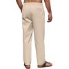 imageCOOFANDY Mens Casual Linen Pants Elastic Waist Drawstring Beach Summer Pants Lightweight Linen TrousersBeige